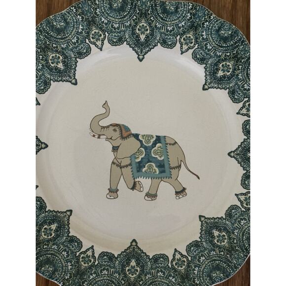 Port Townsand Levi Plate 10" Dinner Elephant Turquoise Lace Scalloped Porcelain - Picture 3 of 13